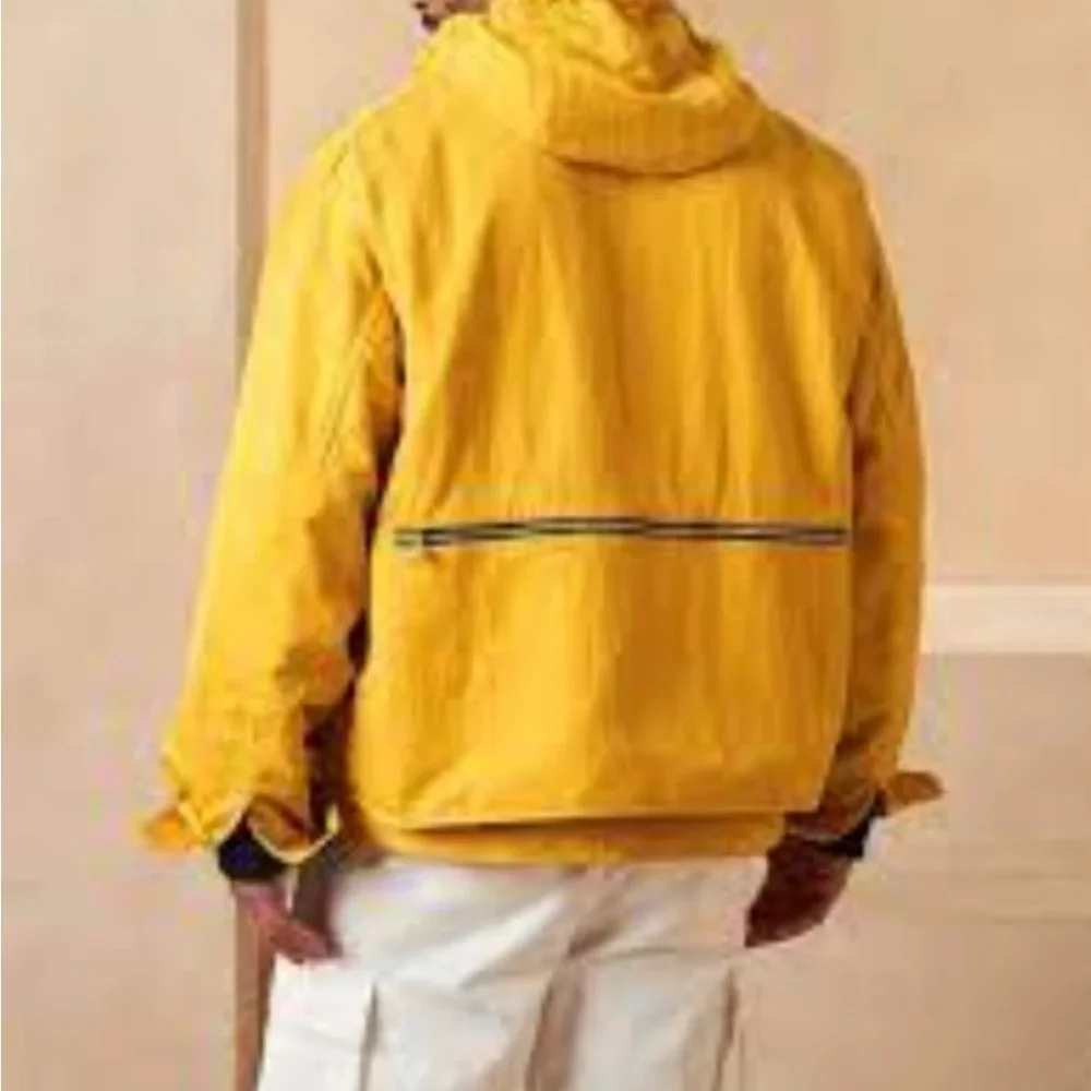 Banana Republic Hooded Fishing Wading Jacket Mens Large Yellow Utility Pockets
